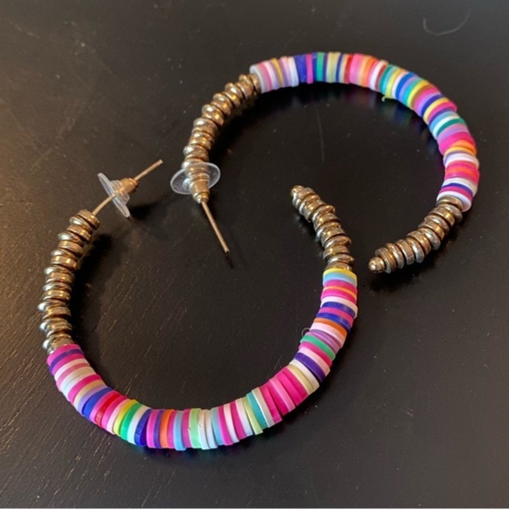 Multi-color Gold Hoops